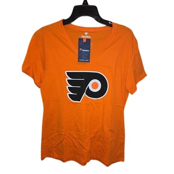 Philadelphia Flyers Fanatics Women's Large Cotton VNeck Tee NWT - Picture 1 of 5